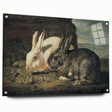 Vintage Animal Art - White & Brown Rabbits Antique Wildlife Print
