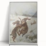 Vintage Animal Art - Snowy Hares Antique Wildlife Print