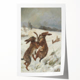 Vintage Animal Art - Snowy Hares Antique Wildlife Print