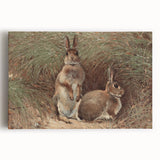 Vintage Animal Art - Rabbits in Grass Antique Wildlife Print