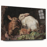 Vintage Animal Art - Rabbits in Nest Antique Wildlife Print