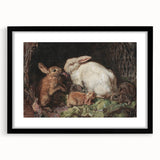 Vintage Animal Art - Rabbits in Nest Antique Wildlife Print