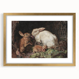 Vintage Animal Art - Rabbits in Nest Antique Wildlife Print