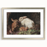 Vintage Animal Art - Rabbits in Nest Antique Wildlife Print