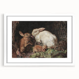 Vintage Animal Art - Rabbits in Nest Antique Wildlife Print