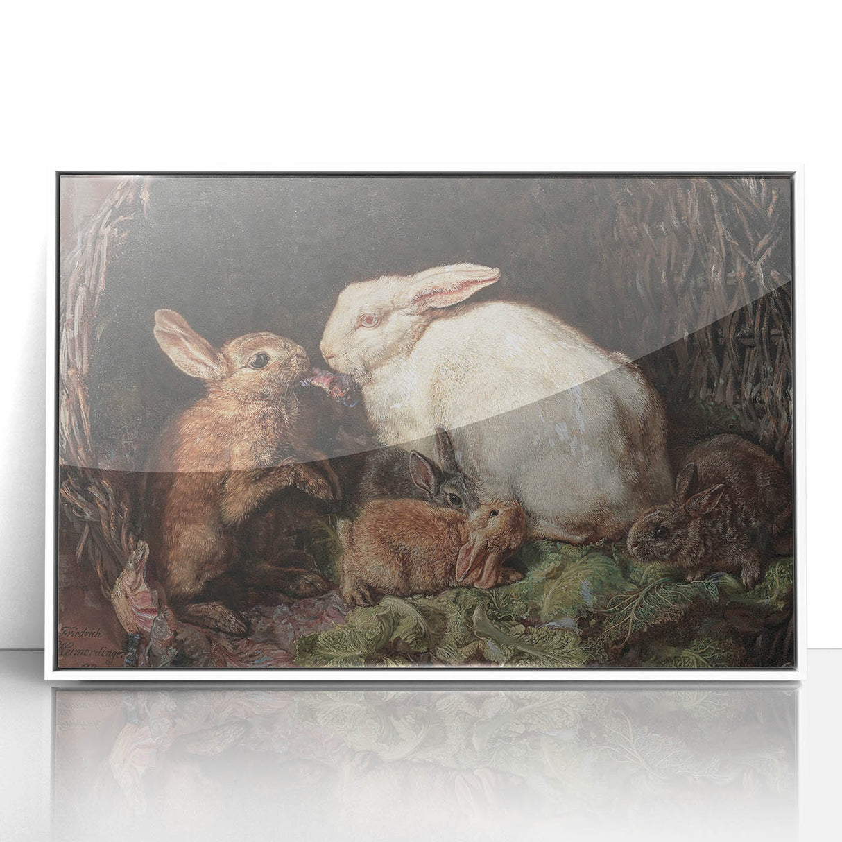 Vintage Animal Art - Rabbits in Nest Antique Wildlife Print
