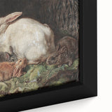 Vintage Animal Art - Rabbits in Nest Antique Wildlife Print
