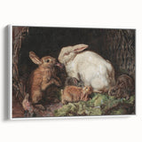 Vintage Animal Art - Rabbits in Nest Antique Wildlife Print