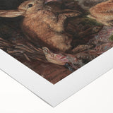 Vintage Animal Art - Rabbits in Nest Antique Wildlife Print