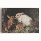 Vintage Animal Art - Rabbits in Nest Antique Wildlife Print