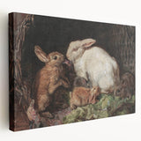 Vintage Animal Art - Rabbits in Nest Antique Wildlife Print