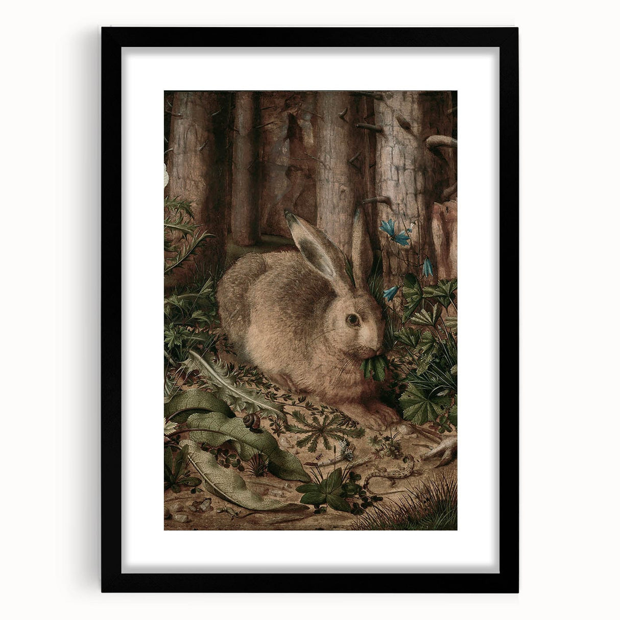 Vintage Animal Art - Rabbit in Forest Antique Wildlife Print