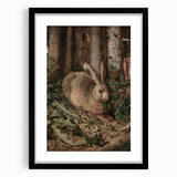 Vintage Animal Art - Rabbit in Forest Antique Wildlife Print