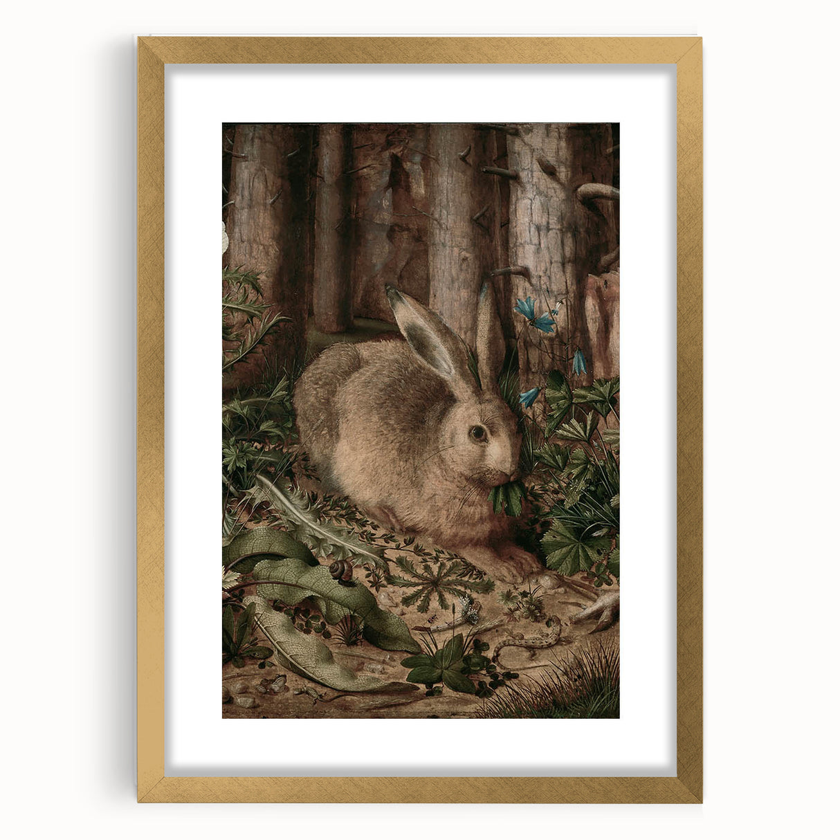 Vintage Animal Art - Rabbit in Forest Antique Wildlife Print
