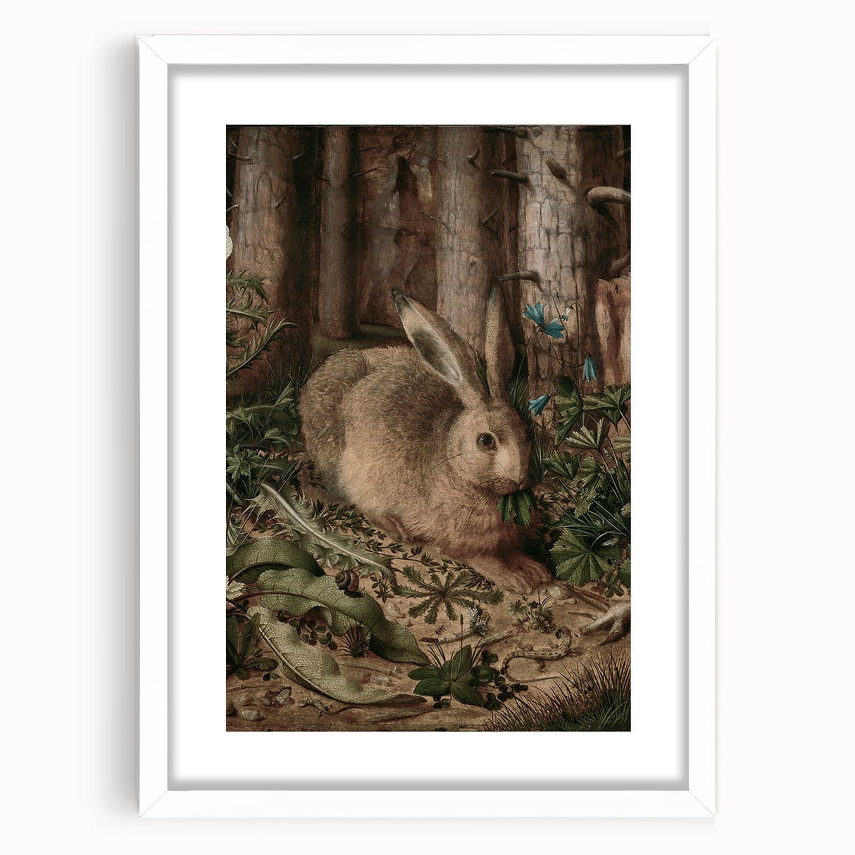 Vintage Animal Art - Rabbit in Forest Antique Wildlife Print