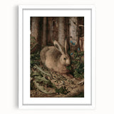 Vintage Animal Art - Rabbit in Forest Antique Wildlife Print