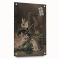 Vintage Animal Art - Rabbits Eating Cabbage Antique Wildlife Print