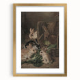 Vintage Animal Art - Rabbits Eating Cabbage Antique Wildlife Print