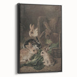 Vintage Animal Art - Rabbits Eating Cabbage Antique Wildlife Print
