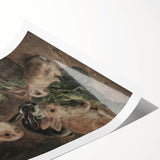 Vintage Animal Art - Rabbits Eating Cabbage Antique Wildlife Print