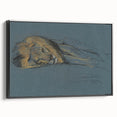 Vintage Animal Art - Resting Lion Antique Wildlife Sketch