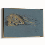 Vintage Animal Art - Resting Lion Antique Wildlife Sketch