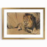 Vintage Animal Art - Resting Lion Pastel Wildlife Print