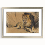 Vintage Animal Art - Resting Lion Pastel Wildlife Print