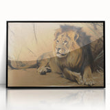 Vintage Animal Art - Resting Lion Pastel Wildlife Print