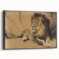 Vintage Animal Art - Resting Lion Pastel Wildlife Print