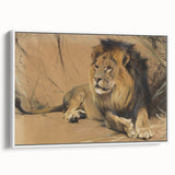 Vintage Animal Art - Resting Lion Pastel Wildlife Print
