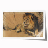 Vintage Animal Art - Resting Lion Pastel Wildlife Print