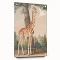 Vintage Animal Art - Giraffe in the Garden Antique Print