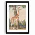 Vintage Animal Art - Giraffe in the Garden Antique Print