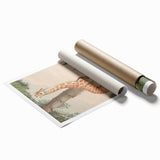 Vintage Animal Art - Giraffe in the Garden Antique Print