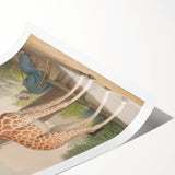 Vintage Animal Art - Giraffe in the Garden Antique Print