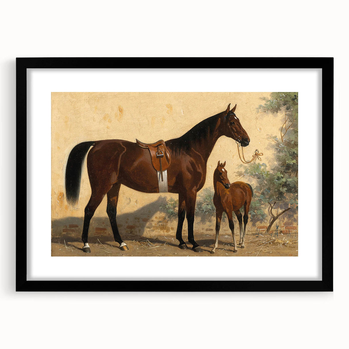 Vintage Animal Art: Horse and Foal – Antique Wildlife Print