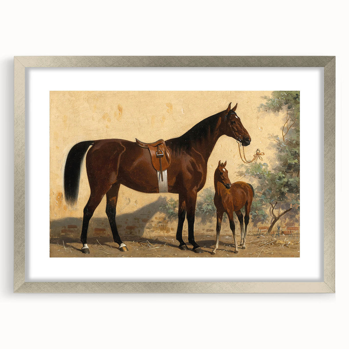 Vintage Animal Art: Horse and Foal – Antique Wildlife Print
