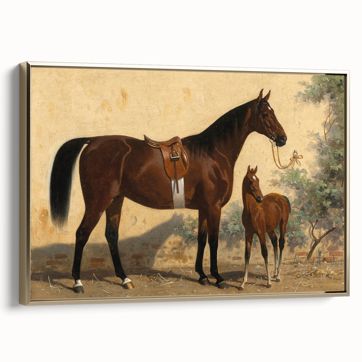 Vintage Animal Art: Horse and Foal – Antique Wildlife Print