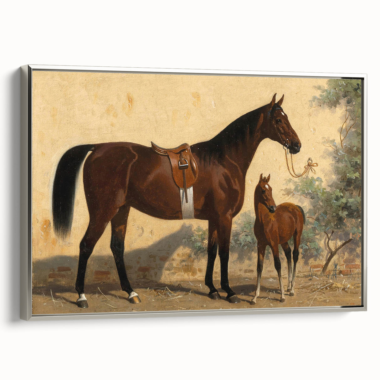 Vintage Animal Art: Horse and Foal – Antique Wildlife Print
