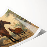 Vintage Animal Art: Horse and Foal – Antique Wildlife Print