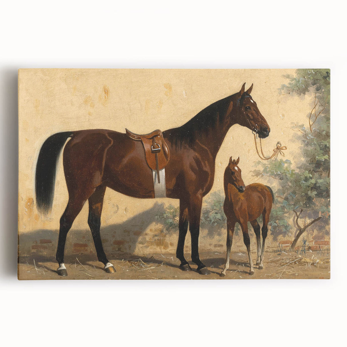 Vintage Animal Art: Horse and Foal – Antique Wildlife Print