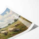 Vintage Animal Art - Timeless Sheep in Pastoral Landscape