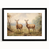 Vintage Animal Art - Majestic Deer in Serene Landscape