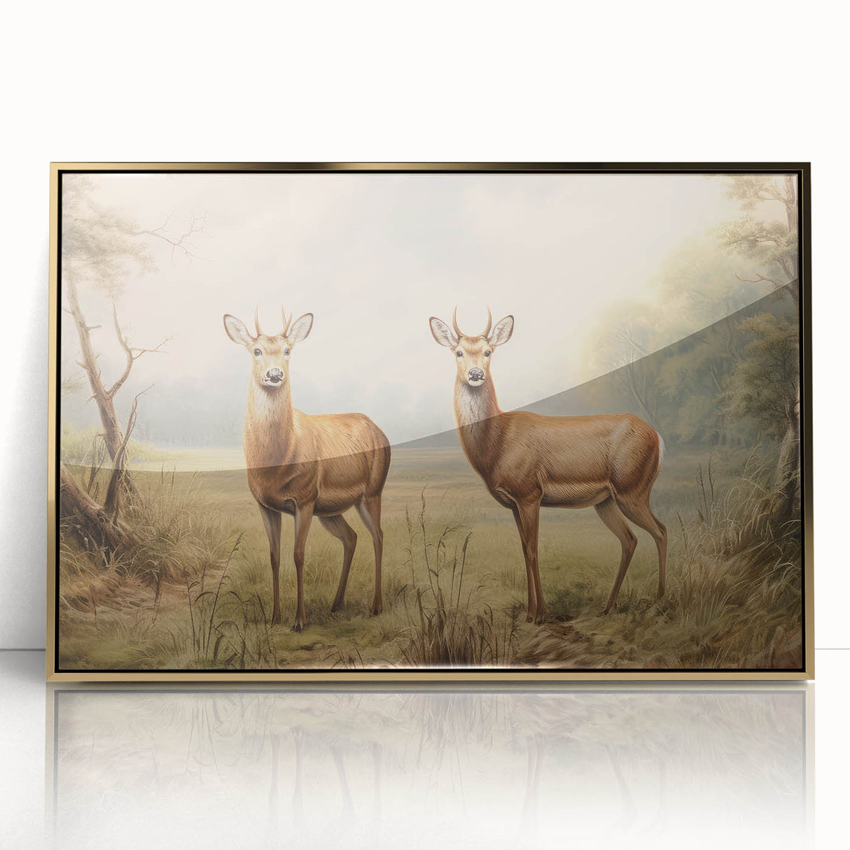Vintage Animal Art - Majestic Deer in Serene Landscape