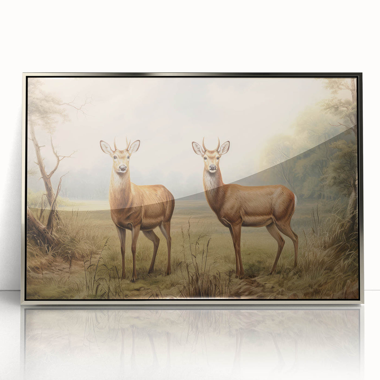 Vintage Animal Art - Majestic Deer in Serene Landscape