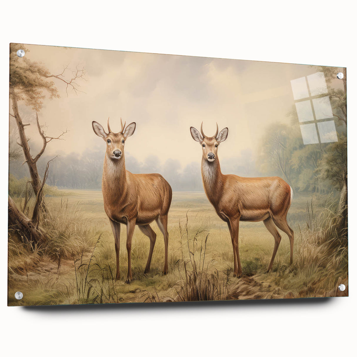Vintage Animal Art - Majestic Deer in Serene Landscape