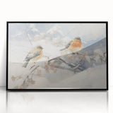 Vintage Animal Art - Winter Birds on Snowy Branches