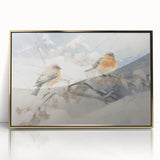 Vintage Animal Art - Winter Birds on Snowy Branches