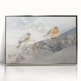 Vintage Animal Art - Winter Birds on Snowy Branches